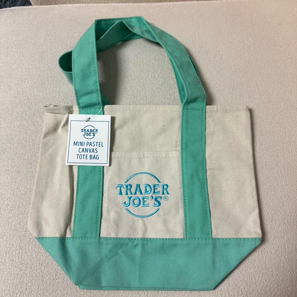 Trader Joes Mini Pastel Canvas Tote Bag